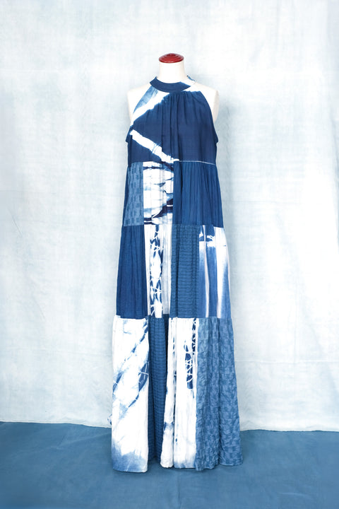 琉球藍ティアードワンピース (地柄⑫)
