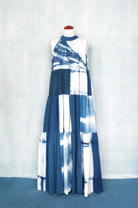 琉球藍ティアードワンピース (地柄⑩)