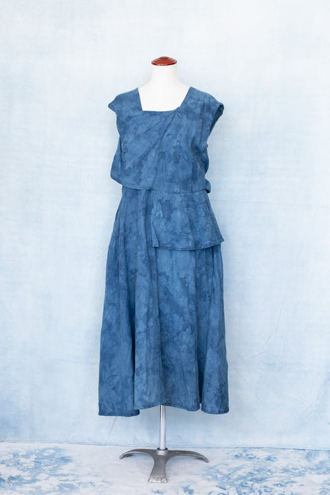 琉球藍Over lap onepiece /TYE-DYE
