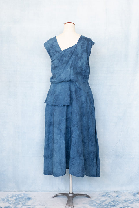 琉球藍Over lap onepiece /TYE-DYE