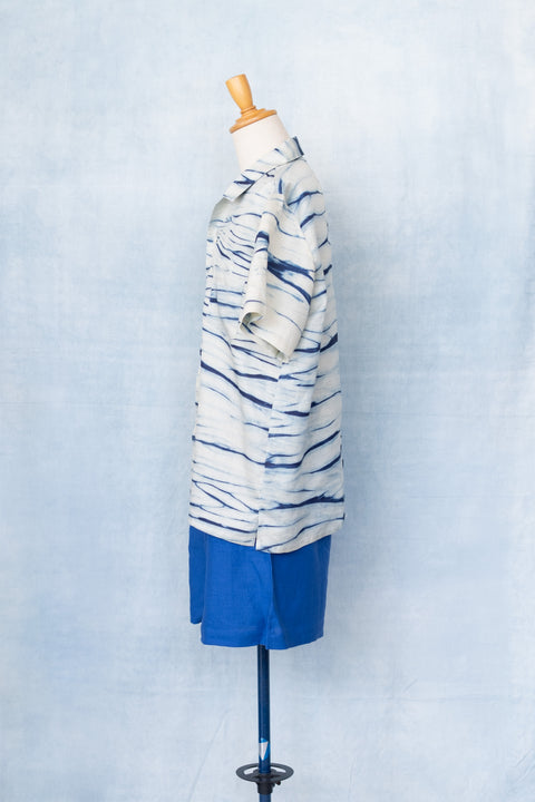 琉球藍 OPEN COLLAR SHIRTS /さざなみ