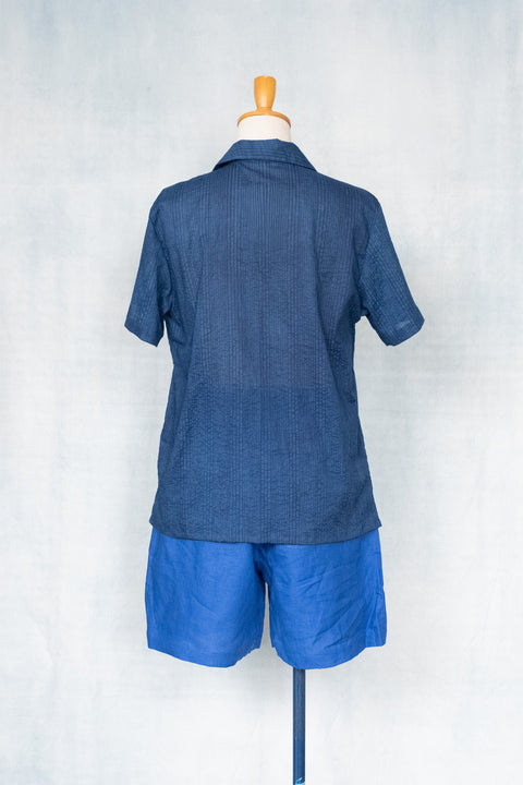 琉球藍 OPEN COLLAR SHIRTS