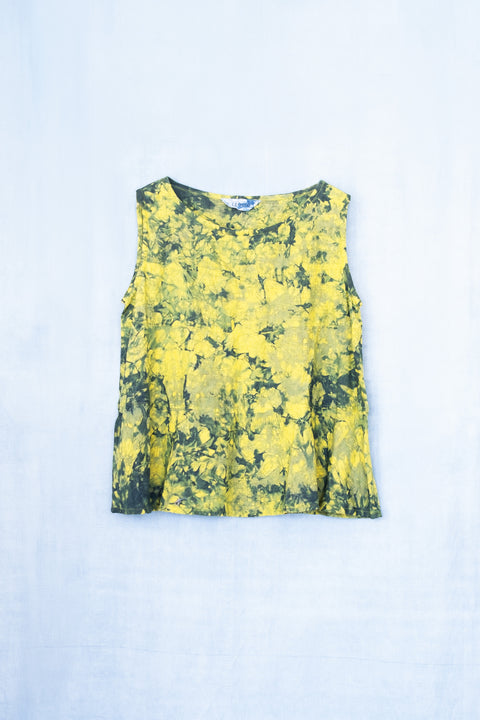 琉球藍 TIERD FLARE TOPS (カラーリネン×TYE-DYE)
