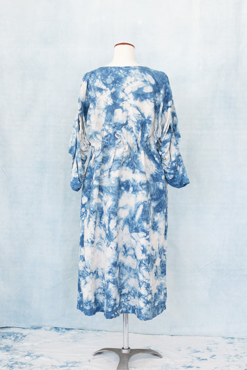 琉球藍 GATHER ONEPIECE (カラーリネン×TYE-DYE)