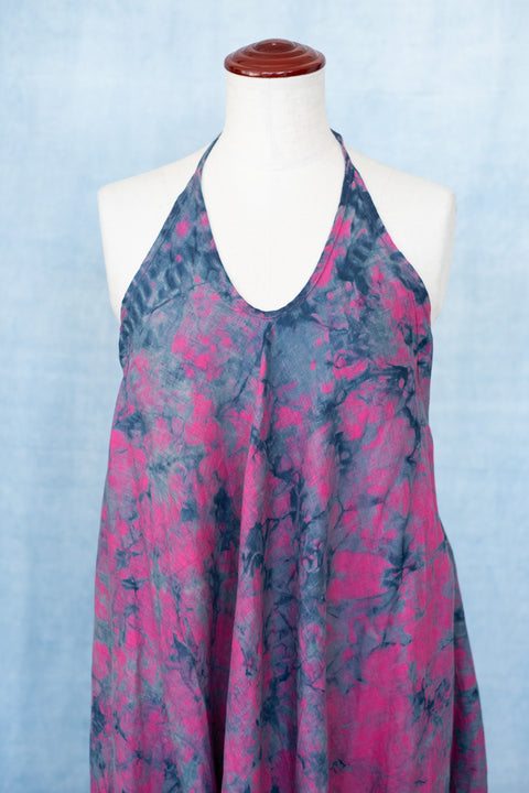 琉球藍 Halter Neck Dress (カラーリネン×TYE-DYE)
