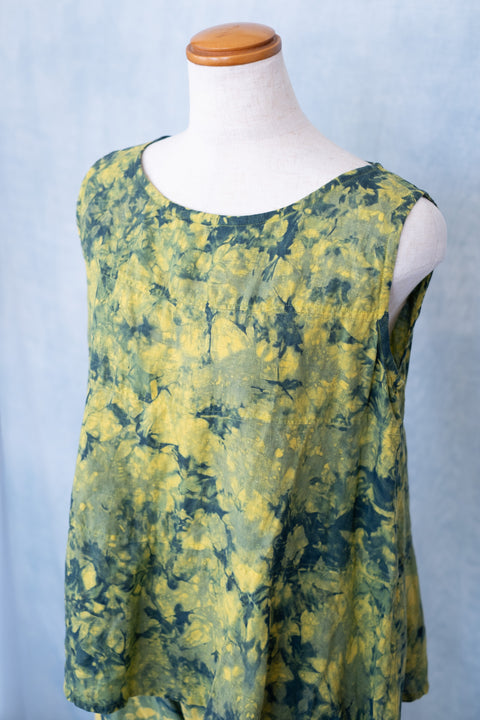 琉球藍 TIERD FLARE TOPS (カラーリネン×TYE-DYE)