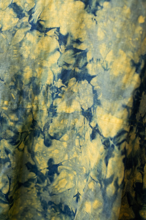 琉球藍 TIERD FLARE TOPS (カラーリネン×TYE-DYE)