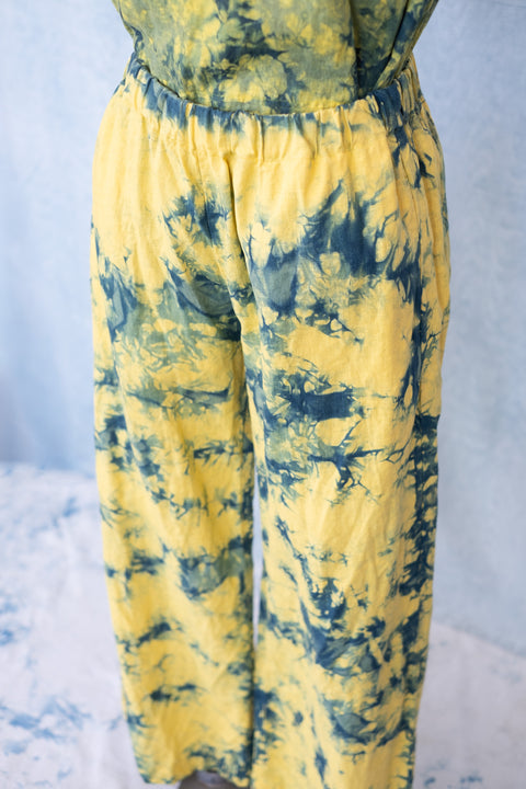 琉球藍 Easy Pants (カラーリネン×TYE-DYE)