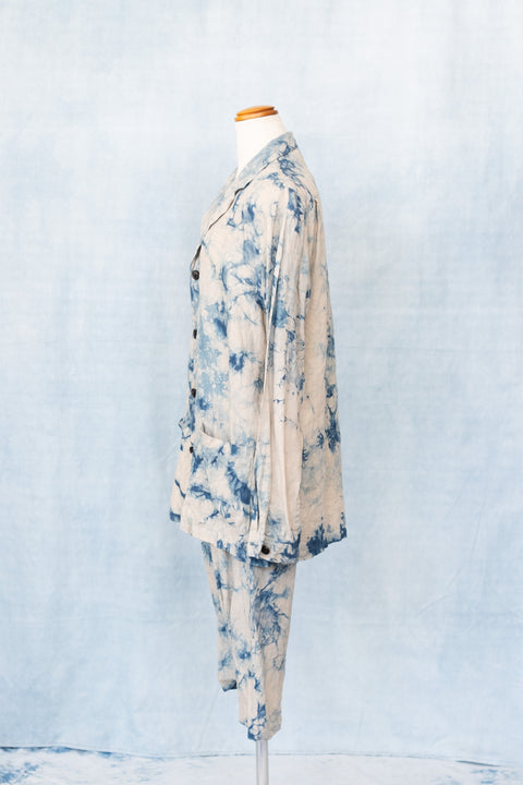 琉球藍 LAPEL JK UNISEX (カラーリネン×TYE-DYE)