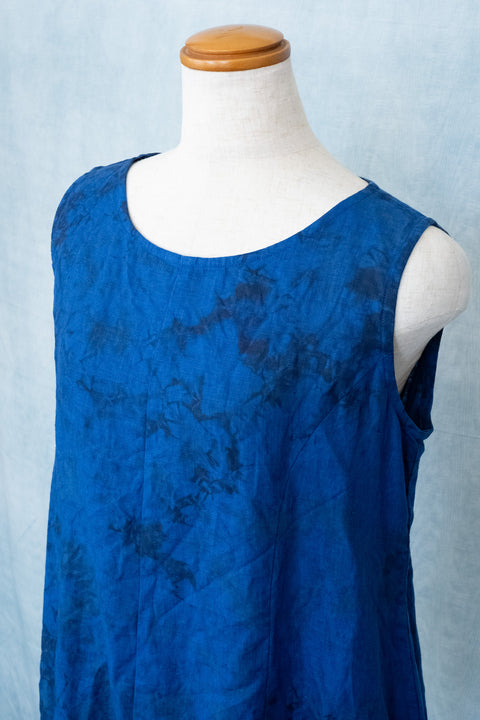 琉球藍 パネルライン TOPS (カラーリネン×TYE-DYE)