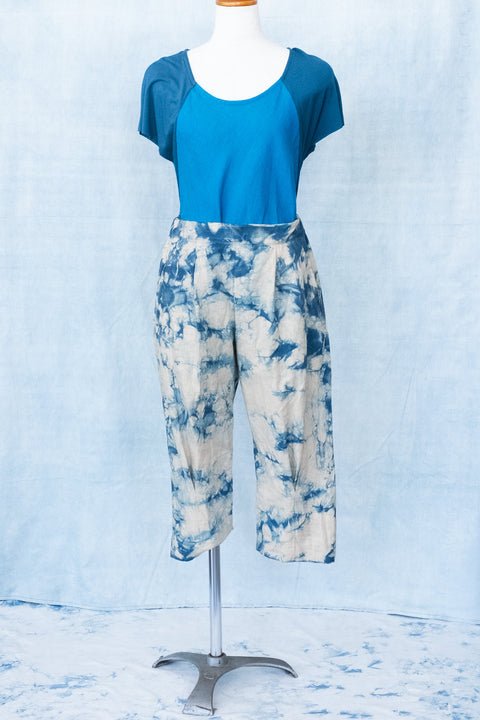 琉球藍 Sabrina Pants (カラーリネン×TYE-DYE)