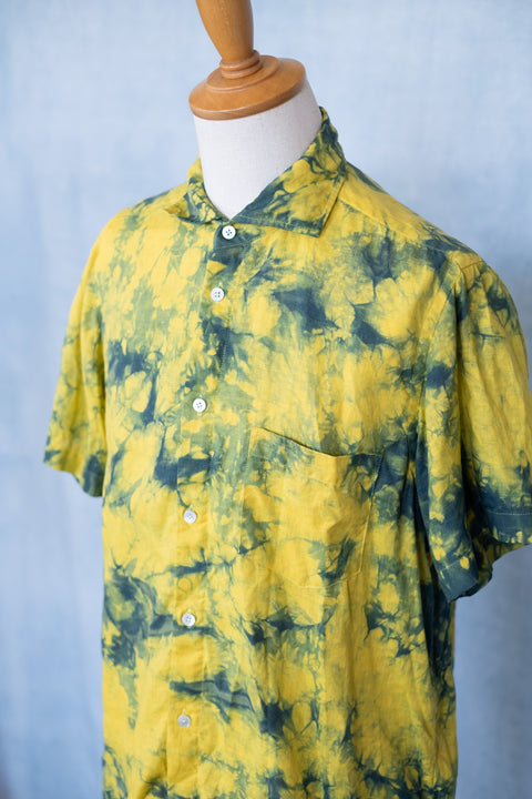 琉球藍 WIDE COLLAR SHIRTS (カラーリネン×TYE-DYE)