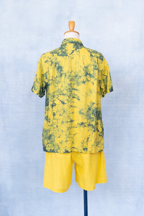 琉球藍 WIDE COLLAR SHIRTS (カラーリネン×TYE-DYE)