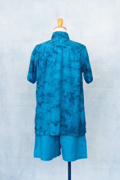 琉球藍 P/O SHIRTS (カラーリネン×TYE-DYE)