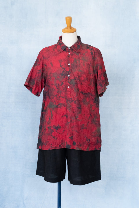 琉球藍 P/O SHIRTS (カラーリネン×TYE-DYE)
