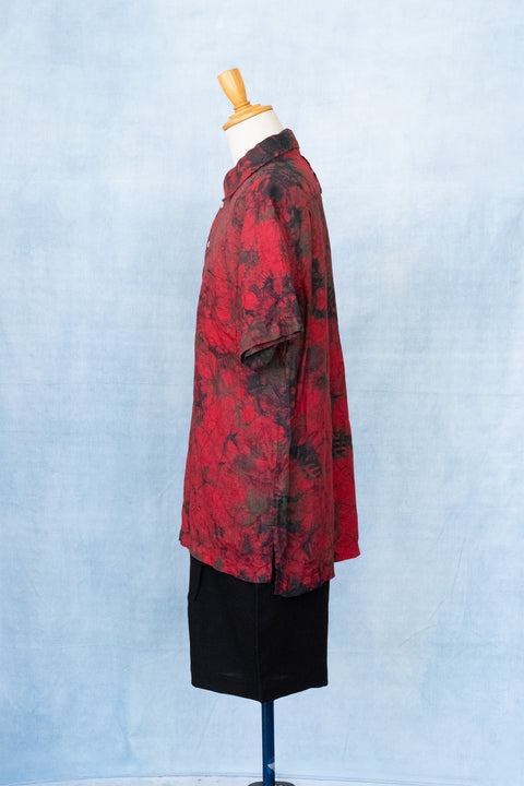 琉球藍 P/O SHIRTS (カラーリネン×TYE-DYE)