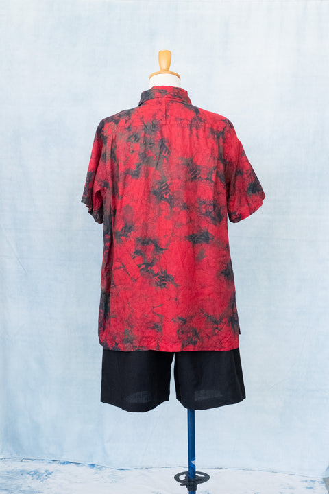 琉球藍 P/O SHIRTS (カラーリネン×TYE-DYE)