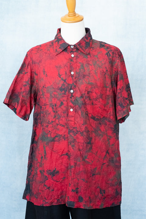琉球藍 P/O SHIRTS (カラーリネン×TYE-DYE)