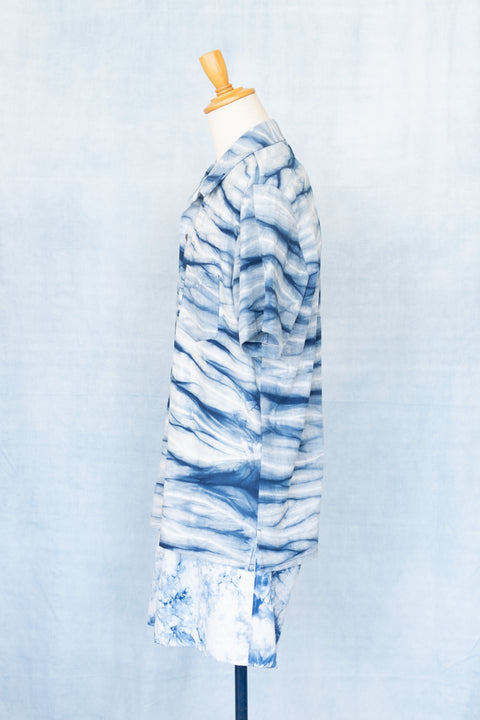 琉球藍 OPEN COLLAR SHIRTS /さざなみ