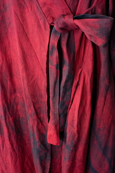 琉球藍 TUCK SLEEVE ONEPIECE (カラーリネン×TYE-DYE)