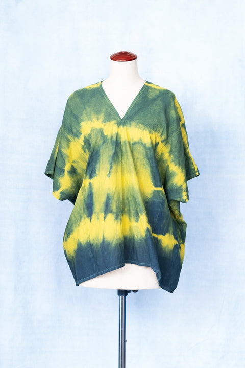 琉球藍 PONCHO TOPS (カラーリネン×絞り染)