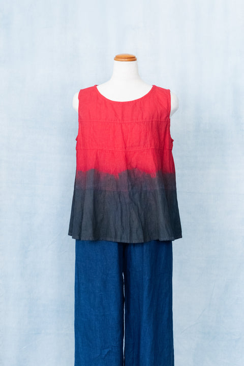 琉球藍 TIERD FLARE TOPS (カラーリネン×TYE-DYE)