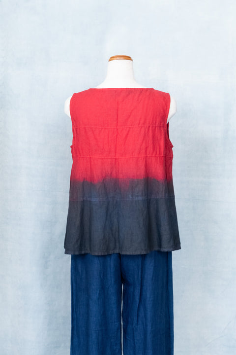 琉球藍 TIERD FLARE TOPS (カラーリネン×TYE-DYE)