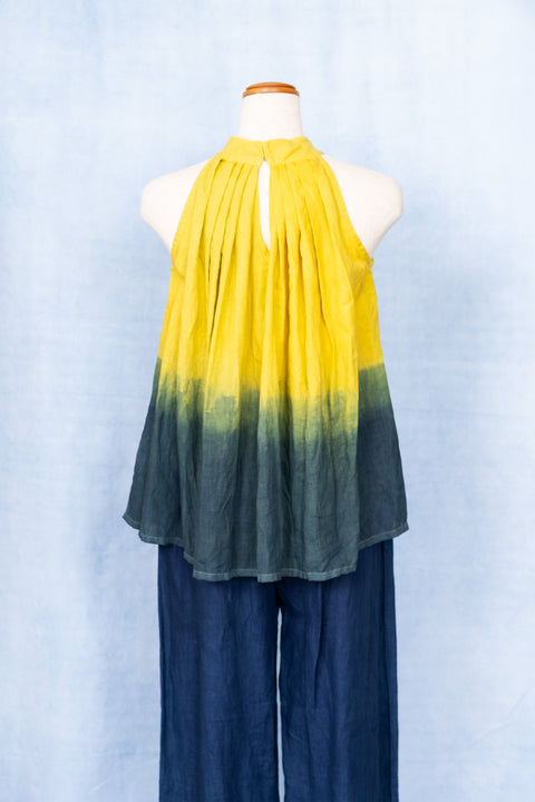 琉球藍 HALTER NECK TOPS (カラーリネン×TYE-DYE)