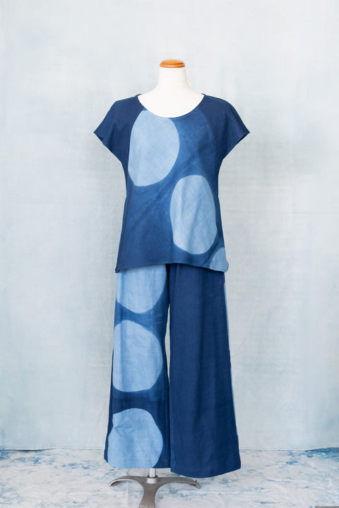 琉球藍 Trench Sleeve Tops (一部丸柄)
