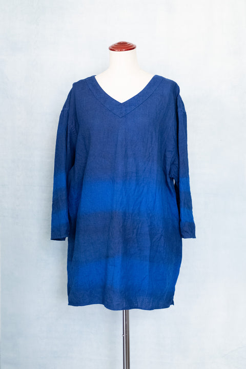 琉球藍 SMOCK (カラーリネン×BORDER)
