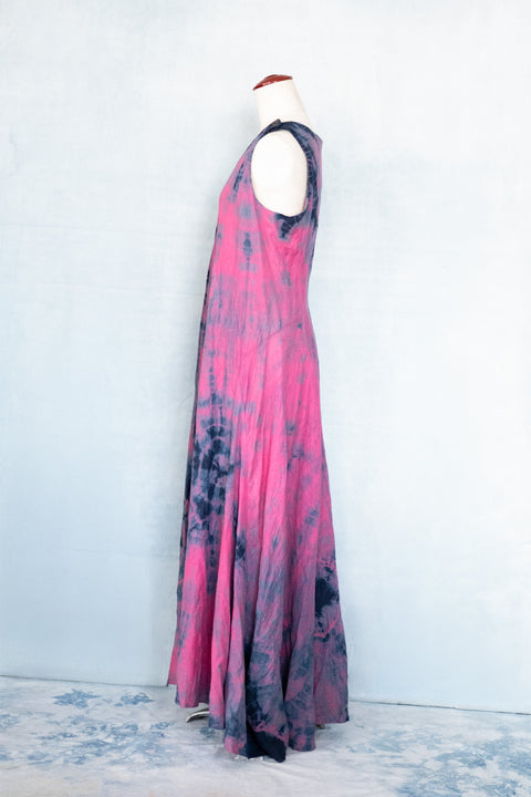 琉球藍 Machi Dress2 (カラーリネン×絞り)