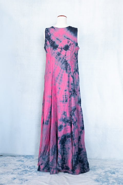琉球藍 Machi Dress2 (カラーリネン×絞り)