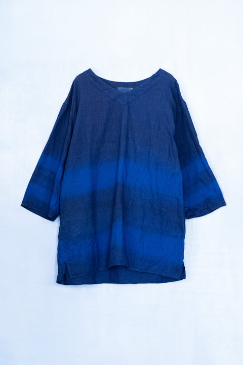 琉球藍 SMOCK (カラーリネン×BORDER)