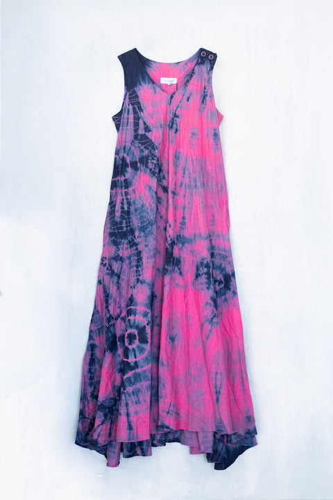 琉球藍 Machi Dress2 (カラーリネン×絞り)