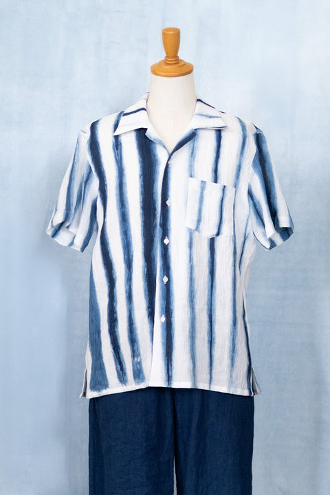 琉球藍 OPEN COLLAR SHIRTS / STRIPE