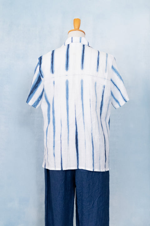 琉球藍 OPEN COLLAR SHIRTS / STRIPE