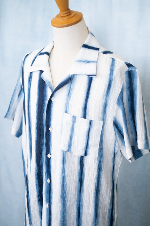 琉球藍 OPEN COLLAR SHIRTS / STRIPE