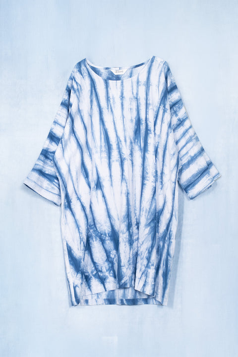琉球藍 GATHER TUNIC ONEPIECE /さざなみ