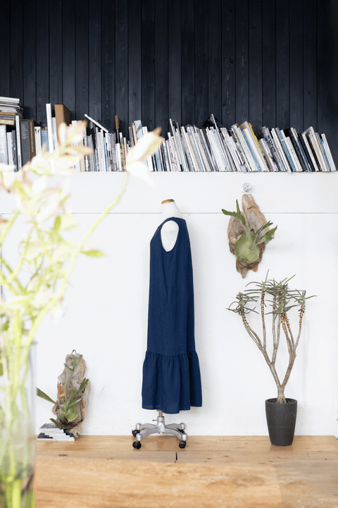 琉球藍Gather hem onepiece