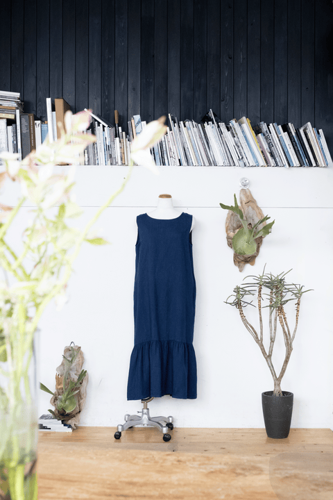 琉球藍Gather hem onepiece