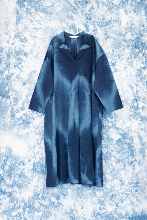 琉球藍 Shirt onepiece (板染め)