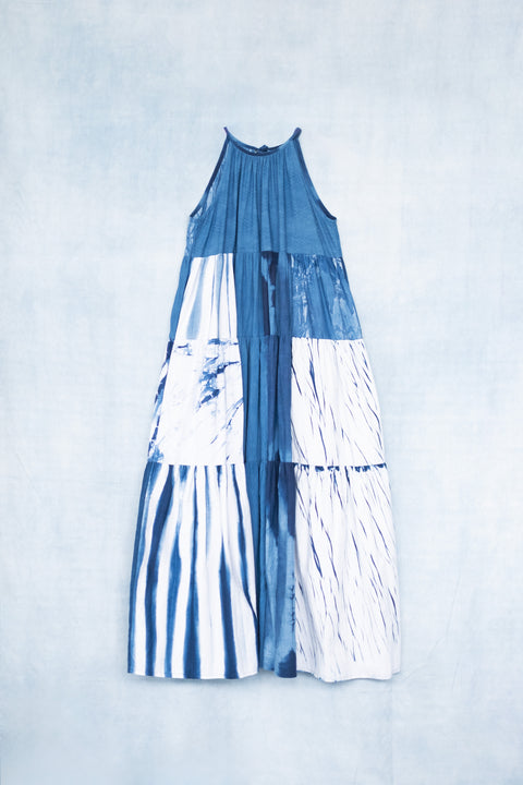 琉球藍ティアードワンピース (襟紐④)