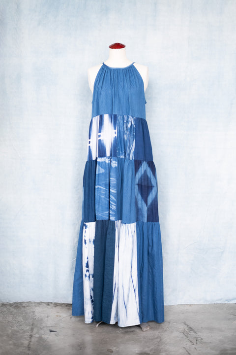 琉球藍ティアードワンピース (襟紐③)