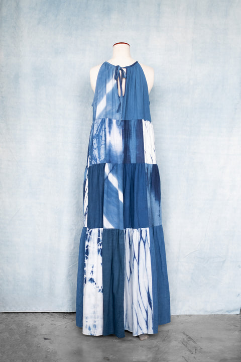 琉球藍ティアードワンピース (襟紐③)