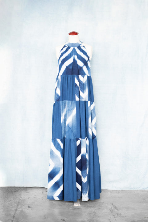 琉球藍ティアードワンピース (地柄②)