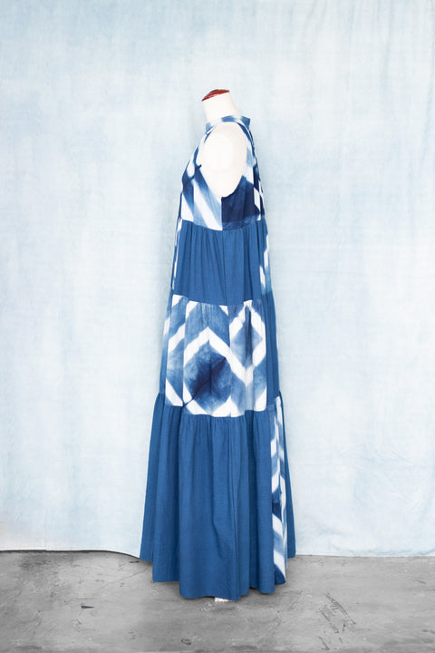 琉球藍ティアードワンピース (地柄②)