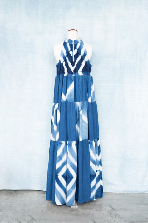 琉球藍ティアードワンピース (地柄②)