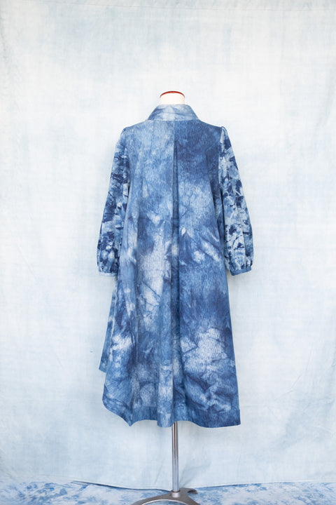 琉球藍 VOLUME HEM ONEPIECE（模様染め）