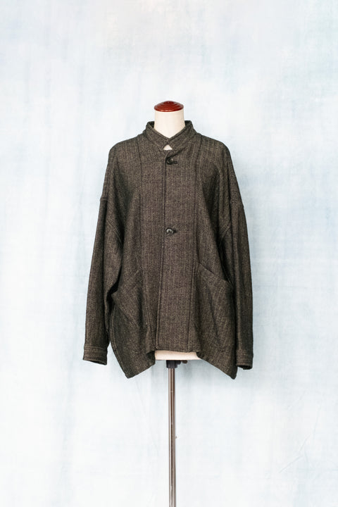 STAND COLLAR JK WOOL/LINEN