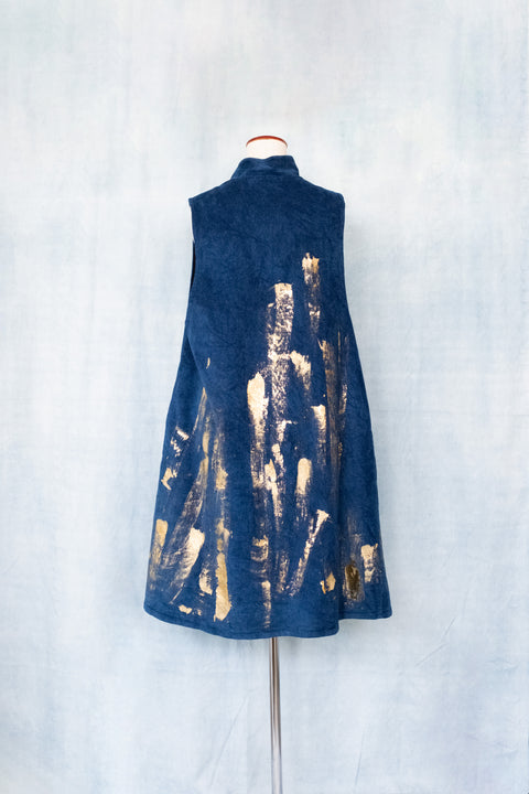 琉球藍 Big tuck onepiece (金箔風①)